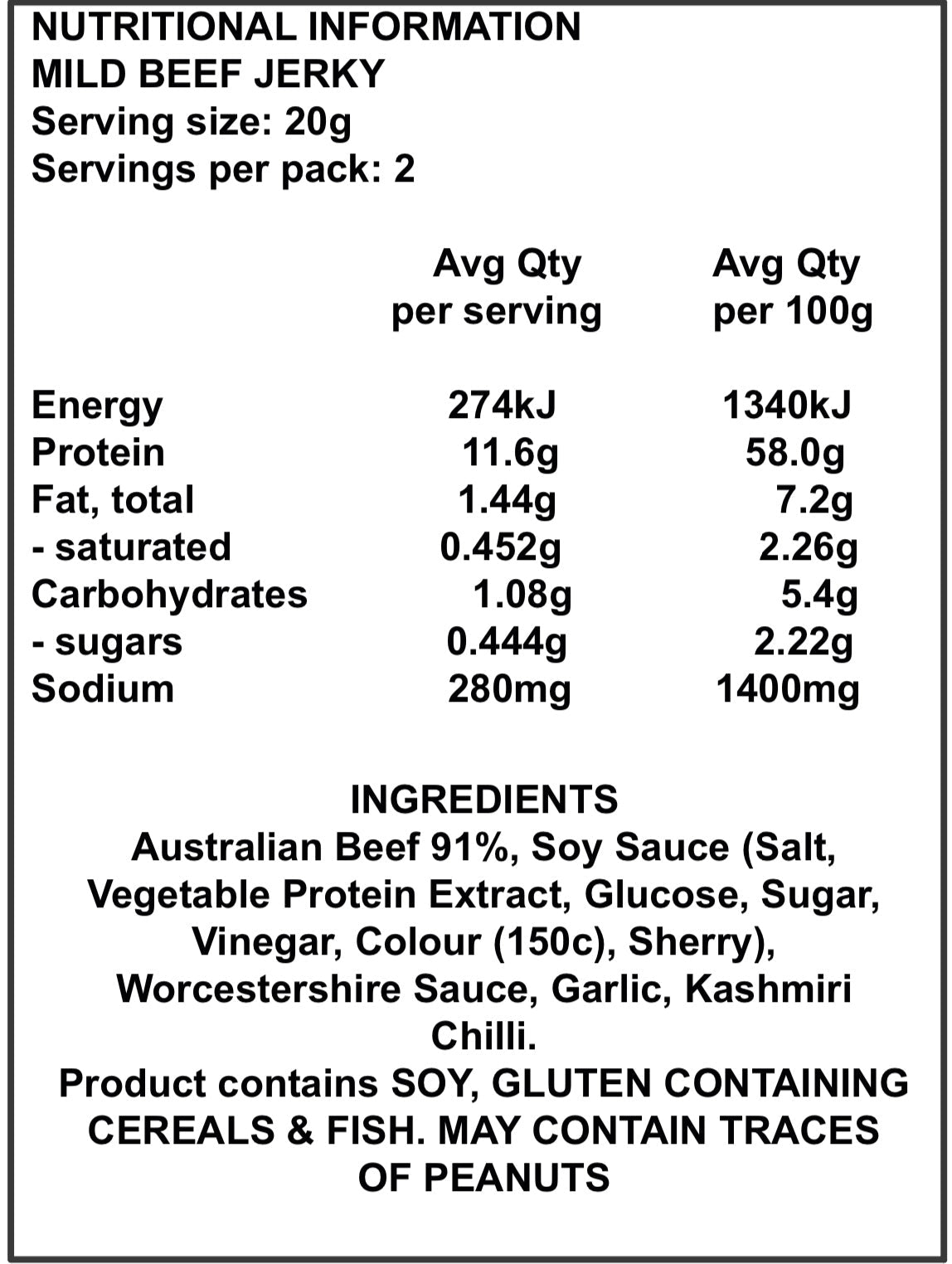 Tastybitz Mild Chilli & Garlic Beef Jerky