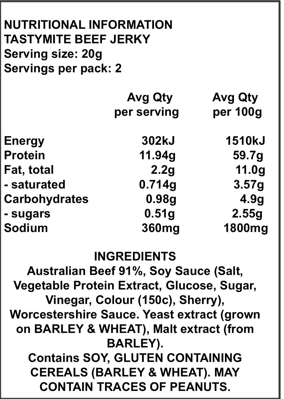 Tastybitz Tastymite Beef Jerky